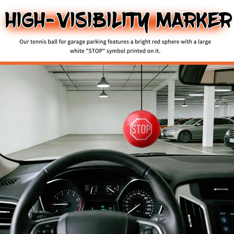 Two Pack Garage Tennis Ball Parking Aid With Soft PU Ball And 13 Ft Adjustable Rope For Safe Parking, High Visibility Car Stopper