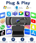Next Gen 4K Webcam With Built In Mic For PC Streaming And Video Calls features plug & play compatibility with various apps.