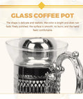 Heated Turkish Coffee Pot With Glass Pitcher And Lid, Luxury European Style Teapot Kettle, Zinc Alloy Construction, 37x18cm Silver