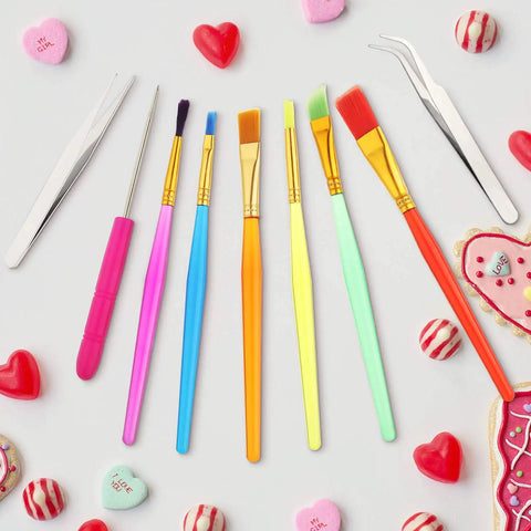 Top Shelf 14 Piece Fondant Cake Decorating Kit Featuring Hella Durable Scribe Brushes Sugar Stir Needles And Precision Baking Tweezers.