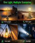 Rechargeable Camping Lantern With Telescopic Stand And USB Power Bank, 14000mAh Battery, fishing, table, tent, flashlight use