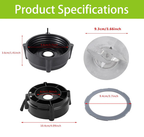 Pro 1200 Blender Blade Replacement For Oster Pro 1200 Blenders With Jar Base Bottom And Rubber O Ring Gasket, size details.