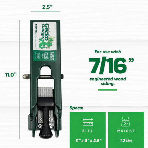 Gecko Gauge Clamp For 7/16 Inch Thick Composite Siding 2 Pack Exterior Mounting Siding Tool with size and weight details