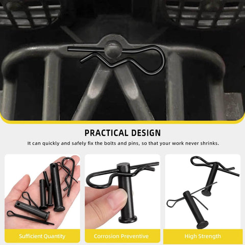 67-Piece Carbon Steel Clevis Pin And Cotter Pin Kit With Five Clevis Pin Sizes M5 To M12 Plus R Pins And Split Cotter Pins