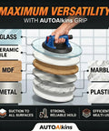 Heavy Duty 8 Inch Vacuum Suction Cups For Glass And Tile, 2 Pack Industrial Lifting Tool with Pump Handle shown on multiple surfaces.