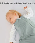 Baby sleeping in soft bamboo rayon sleep sack for babies 12 to 18 months, 1.0 tog, super cozy wearable baby blanket with 2 way zipper