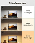 Eye Friendly LED Desk Lamp With 360 Degree Flexible Gooseneck Clamp On Light For Home Office And Dorm, showing three color temperatures.