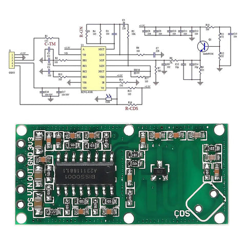 RCWL 0516 Microwave Radar Motion Sensor Module Induction Switch for ESP8266 NodeMCU Wemos and Raspberry Pi with circuit diagram