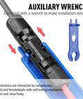 1 To 4 Solar Panel Branch Connectors Kit For Parallel Wiring with auxiliary wrench for easy installation shown