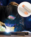 Premium Welding Knight 10 Piece Kit Features Non Stick Coated Ceramic Nozzles And Contact Tips For.035" Wire in action during welding.