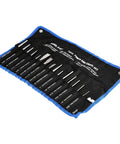 Heavy Duty 16 Piece Punch And Chisel Set With Pin Punch And Center Taper Tools, Heat Treated Steel, Rust Resistant Build, Engraved Size Gauges For Dowel Removal And Nut Alignment, Beefy Auto And Maintenance Kit in roll case