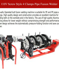 Four Clamp Pipe Fusion Welder Hand Crank Butt Fusion Welding Machine 110V Heavy Duty Pro Grade Piping Tool on display