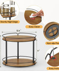12.4 Inch Two Tier Lazy Susan Organizer Rotating Wooden Spice Rack with sturdy edges and easy clean feature for kitchen use.