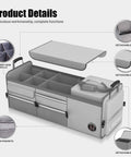 Oversize 4 In 1 Car Trunk Storage Organizer With Collapsible Design Multi Compartment Trunk Box And Cooler Bag
