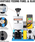 No Sweat Motorized Wire Stripper Machine 180W Automatic Cable Cutter with adjustable feeding panel and blade for 0.06 to 1 inch copper.