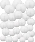 80 Piece White Paper Lanterns Set For Ceiling Hanging Decor Five Sizes From 4 Inch To 12 Inch Perfect For Weddings Baby Showers Birthdays