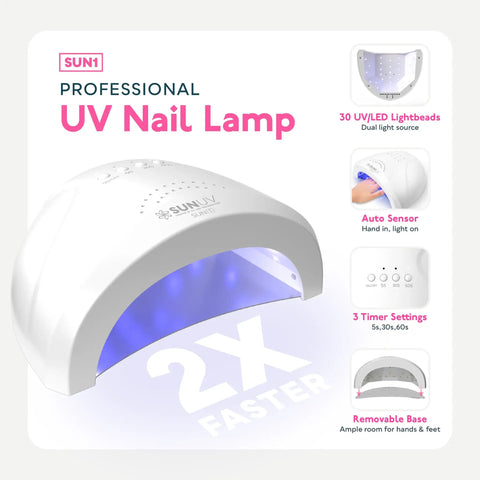 Professional UV nail lamp with 30 LED lightbeads for Gel Nail Polish Kit With UV Light For At Home Manicure, removable base