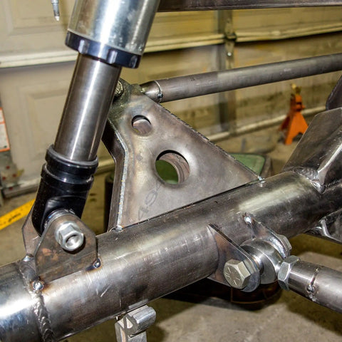 Right Hand Thread 1/2 Inch Heim Joint Rod End Kit For 1 Inch OD Chromoly With Jam Nut Bung And Spacers For Suspension And Steering UTV Rock Crawler Hot Rod Johnny Joint installed on chromoly suspension link