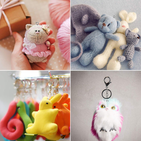 Handcrafted plush toys and keychain with 4x8 mm small screw eye pins for jewelry making and DIY art projects