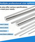 1mm By 300mm 304 Stainless Steel Rod Set 12 Pieces Round Solid Shaft Rods For Crafts And DIY Projects in multiple size options