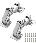 Big Angle Cabinet Door Hinges Set, 2 Pack Hidden Frameless Hinges With Fixing Screws, Includes 16 Screws, Adjustable 130 To 170 Degree