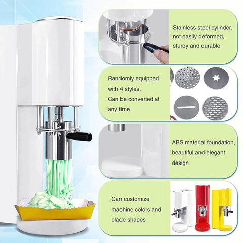 Grab This Awesome Compact Electric Ice Cream Maker Machine For Sweet Gelato Creations, showcasing stainless steel cylinder and interchangeable molds.