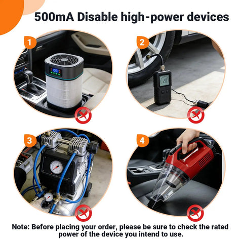 Image showing gadgets not compatible with Plug And Play AC DC Car Cigarette Lighter Adapter Converter, Smooth 12V Vehicle Power Plug.