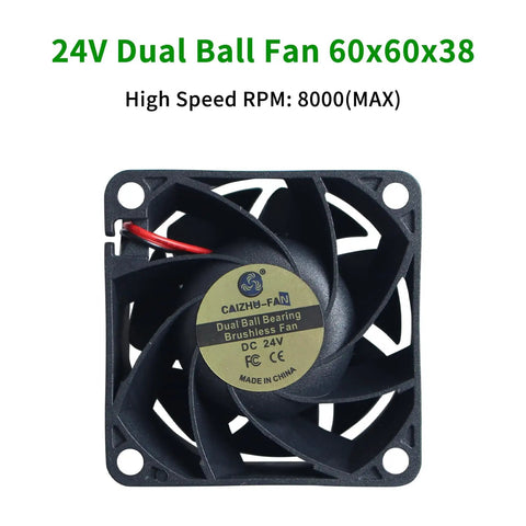 24V Dual Ball Fan 60x60x38 for Voron 2.4 R2 Filament Fume Extraction Kit with high-speed RPM of 8000.