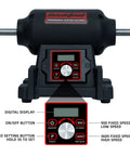 Heavy Lifter Eight Inch Benchtop Buffer Polisher With One Horsepower VFD Variable Speed Motor control panel showing digital display and speed settings.