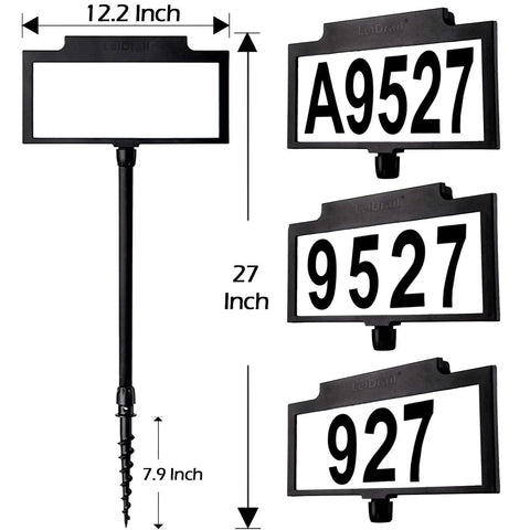 Dimensions of Solar Address Sign With LED Illuminated House Number For Outdoor Use Waterproof Address Plaque For Your Home Yard And Street 135 Degree Adjustable Solar Panel Auto Mode Light On At Night
