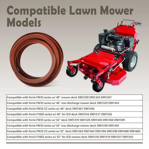 Heavy Duty Mower Deck Drive Belt For Ferris FW35 And F160Z 48 And 52 Inch Deck Mowers 5103392FS Aramid Cord Dry Wrapped V Belt Replacement