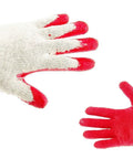 Bulk 300 Pairs String Knit Red Palm Latex Dipped Work Gloves Lightweight 10 Gauge Poly Cotton Blend Dope Grip And Wet Abrasion Resistance