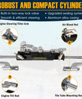 Plug And Play 300HP Hydraulic Outboard Steering Kit with robust cylinder and engine steering tiller arm, aluminum casing