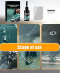Windshield Chip Repair Kit For Cars, Trucks, And SUVs, Quick Fix Glass Repair Glue With Rapid Dry Formula, product contents and use examples
