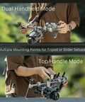 Dope Handheld Cage Rig For DJI Mavic 4 Pro Titanium White in dual and top handle modes, showcasing versatility in use.