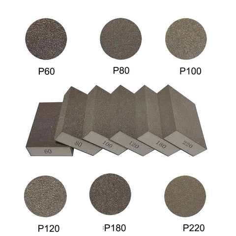 12 Pack Sanding Sponges Assortment, 6 Grits From Coarse To Superfine With 2 Pieces Each, various grits labeled from P60 to P220