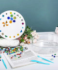 DIY Stepping Stone Kit With 20 Round Molds 250g Mosaic Tiles And 3 Carving Tools for garden decor, no concrete mix needed