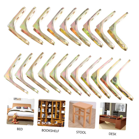Heavy Duty Corner Braces 20 Piece Set Thickened Steel Right Angle Brackets Featuring Concealed Mounting Holes Rock Solid Furniture Hardware For Tables Cabinets And Shelves Built Like A Tank Top Shelf Quality