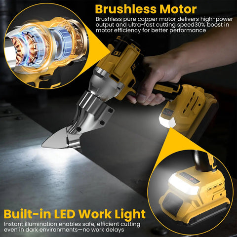 Cordless Metal Shears Brushless Sheet Metal Cutter Bare Tool No Battery Included cutting metal with LED light