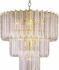 Indoor Tranquility 20 Inch Pendant Light in Polished Brass Finish with Acrylic Beveled Tapers, Modern Designer Look