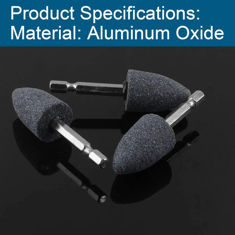 Five Piece Stone Grinding Bits Set For Rotary Tools with aluminum oxide cone-shaped grinding bits and 1/4 in hex shank.