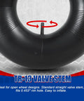 Heavy Duty 15x6.00-6 Inner Tubes With TR-13 Straight Valve Stem for Lawn Mowers, Wheelbarrows, ATVs and Go Karts, close-up