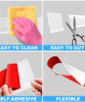 Features of the Flexible Baseboard Molding Trim 4 Inch Wide 20 Feet Long Peel And Stick Self Adhesive Vinyl Wall Base Cove Base shown.