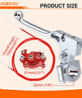 80cc Mini Bike Throttle Cable And Brake Kit For Mega Moto MMB80 MMB105 Coleman CC100X CT100U Baja Doodle Bug DB30 Motovox MBX10 MBX11 And More 22mm Handlebar Grips 61 Inch Brake Cable Seven Eighths Lever showing lever, caliper and cables.