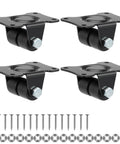 Tough As Nails 1 Inch Double Nylon Caster Wheels Set Of Four Black Rigid Plate Mount Casters For Beds And Workbenches with screws.