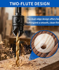 Top Shelf 16 Piece Adjustable Countersink Drill Bit Set Boasts A Hella Smooth Cut 3 In 1 showing two-flute design for clean wood holes.