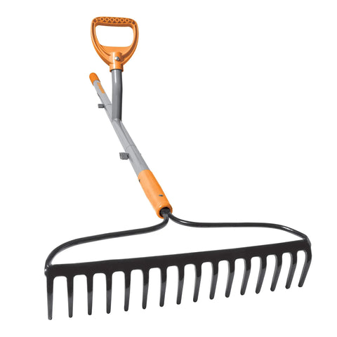 Strain-Reducing Steel Bow Rake With 16 Steel Tines And 54-Inch Handle, Ergonomic Second-Handle Design For Reduced Back Strain