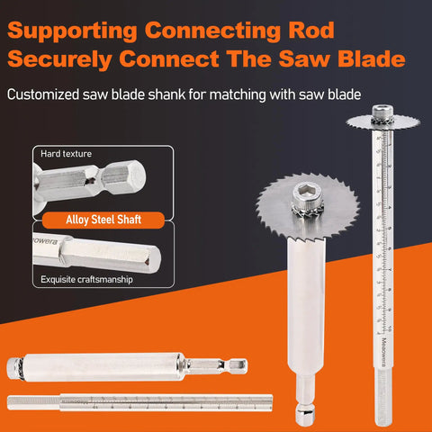 PVC Pipe Internal Cutter Set With 360-Degree Rotating Cutting Tool, Adjustable Depth Gauge, shown with blade and shaft