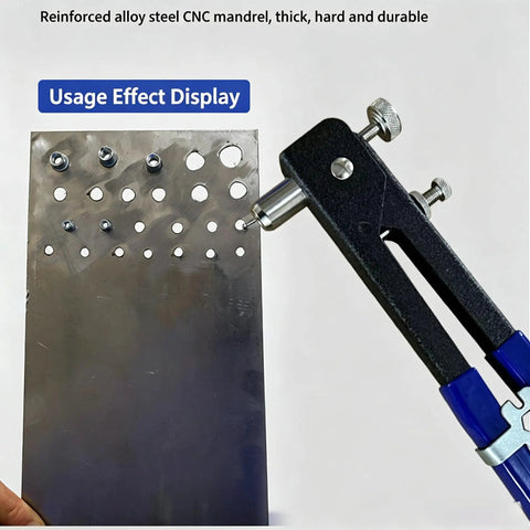 Rivet Nut Setter Kit With 430 Rivet Nuts, Five Sizes From 6-32 To 5/16-18, Includes Easy Install Tool, Built Tough For Metal, Wood, Plastic And Marine Projects. Alloy steel rivet nut tool installing threaded inserts in metal sheet