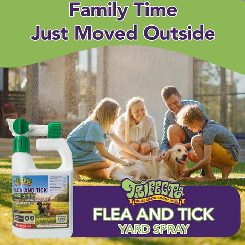 All Natural Flea And Tick Yard Spray For Outdoors With Essential Oils, Pet And Family Safe, Hose End Sprayer, in park setting